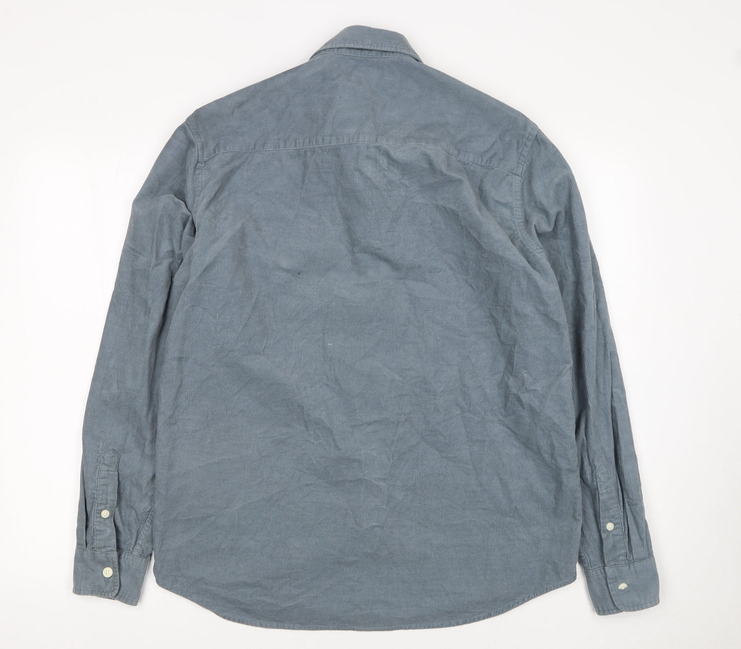 H&M Men's Blue Regular Fit Long Sleeve Cotton Button-Up Shirt M
