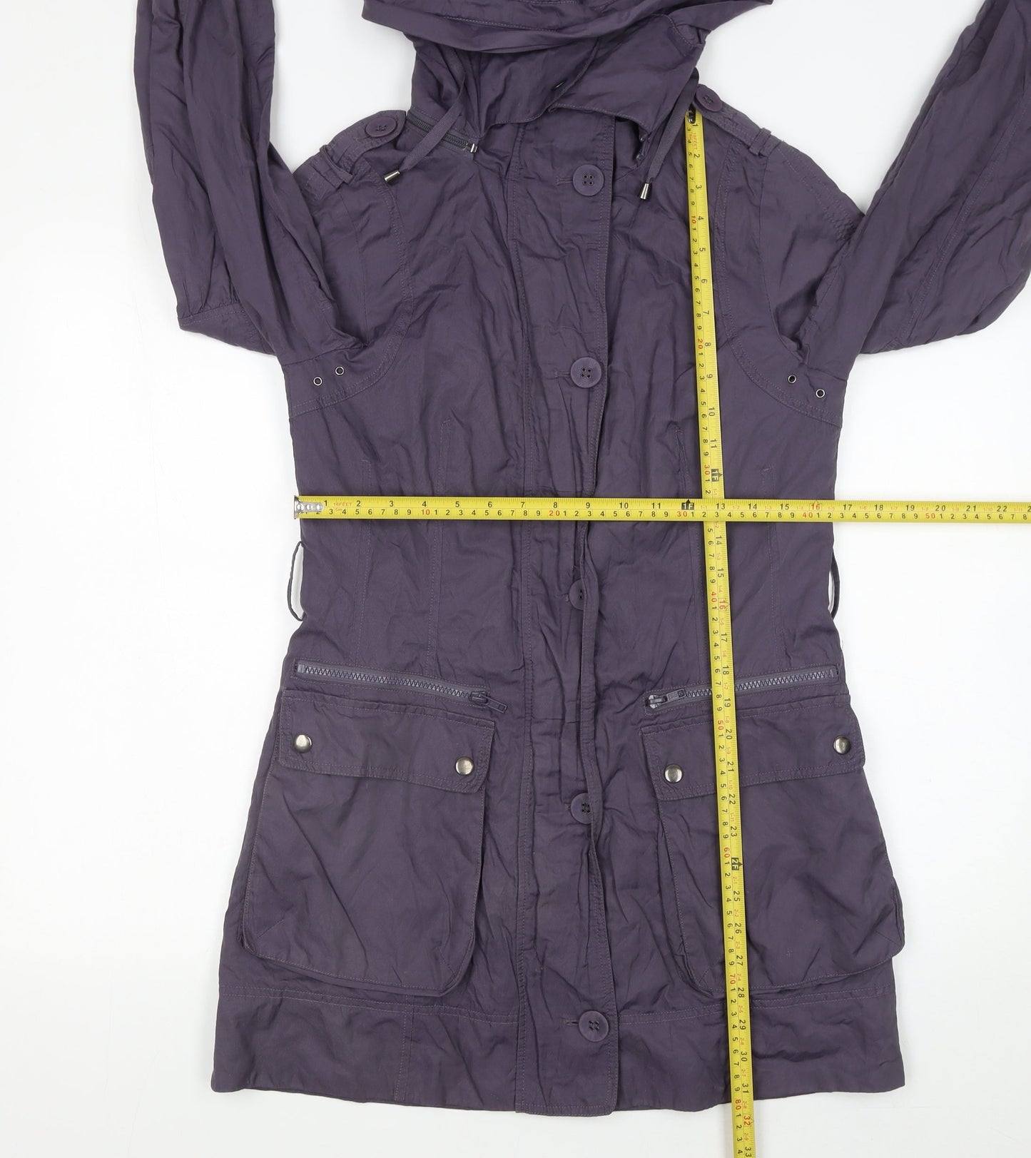 Marks and Spencer Women’s Purple Hooded Parka Coat Size S