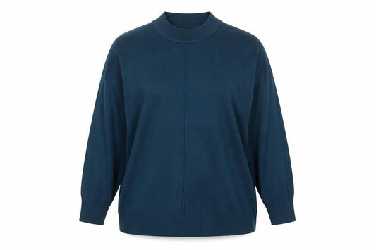 Long Tall Sally Women Blue Acrylic Mock Neck Long Sleeve Jumper Size 22-24