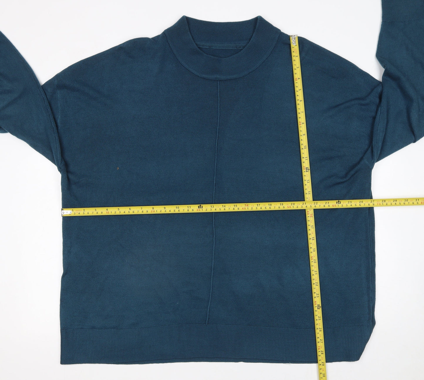 Long Tall Sally Women Blue Acrylic Mock Neck Long Sleeve Jumper Size 22-24