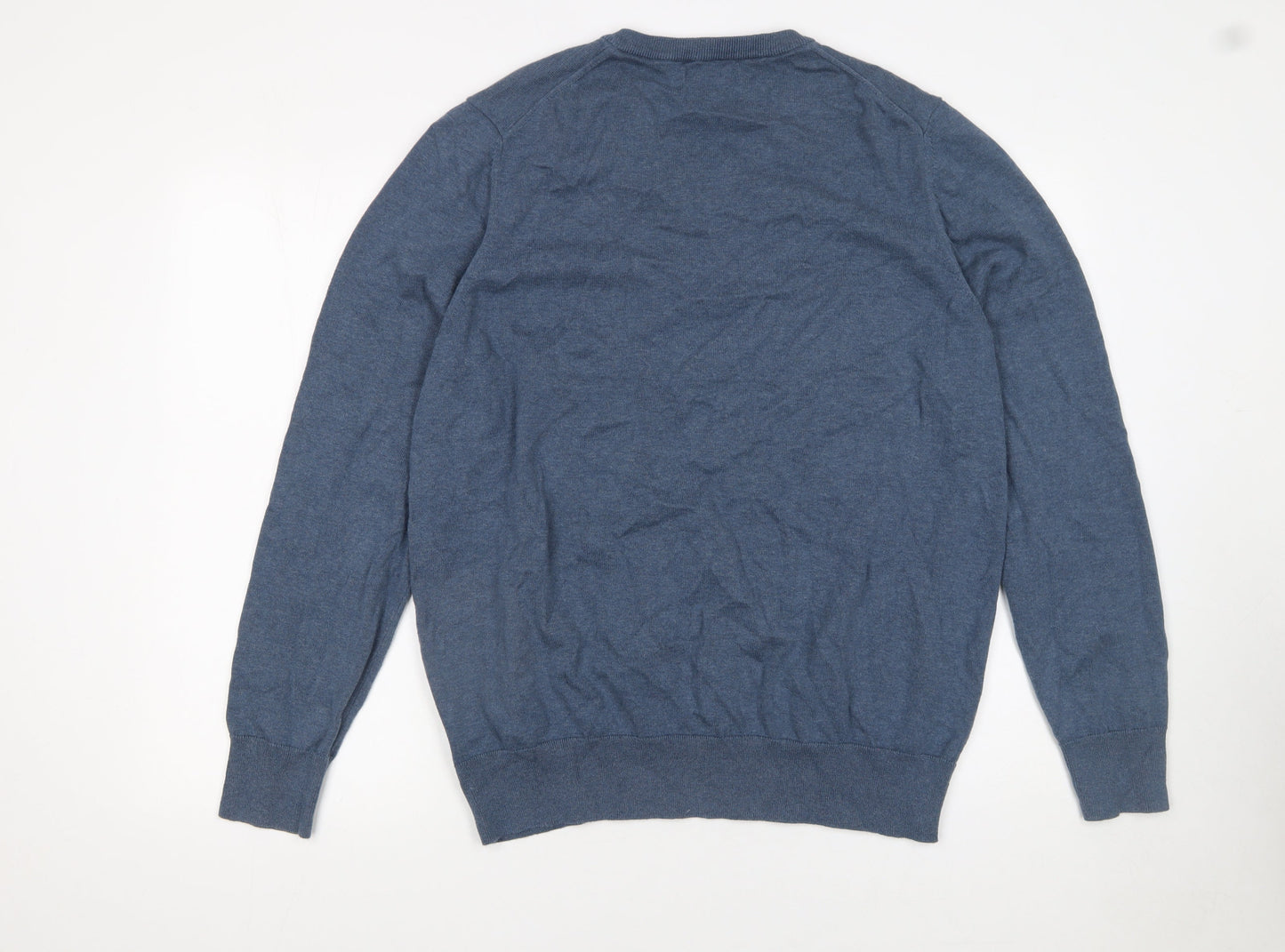 Marks and Spencer Men’s Blue 2XL Cotton V-Neck Jumper