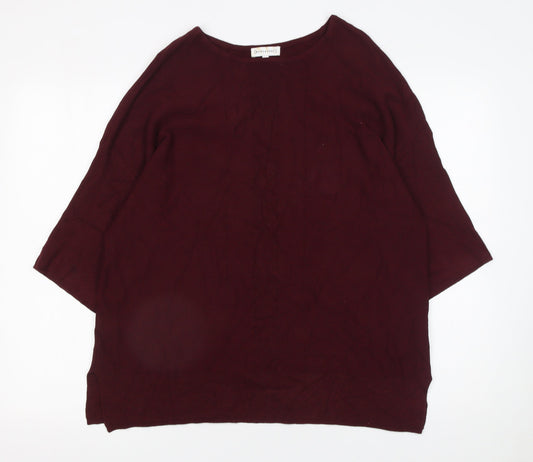 Warehouse Women’s Red Relaxed Knit 3/4 Sleeve Pullover Jumper UK 12