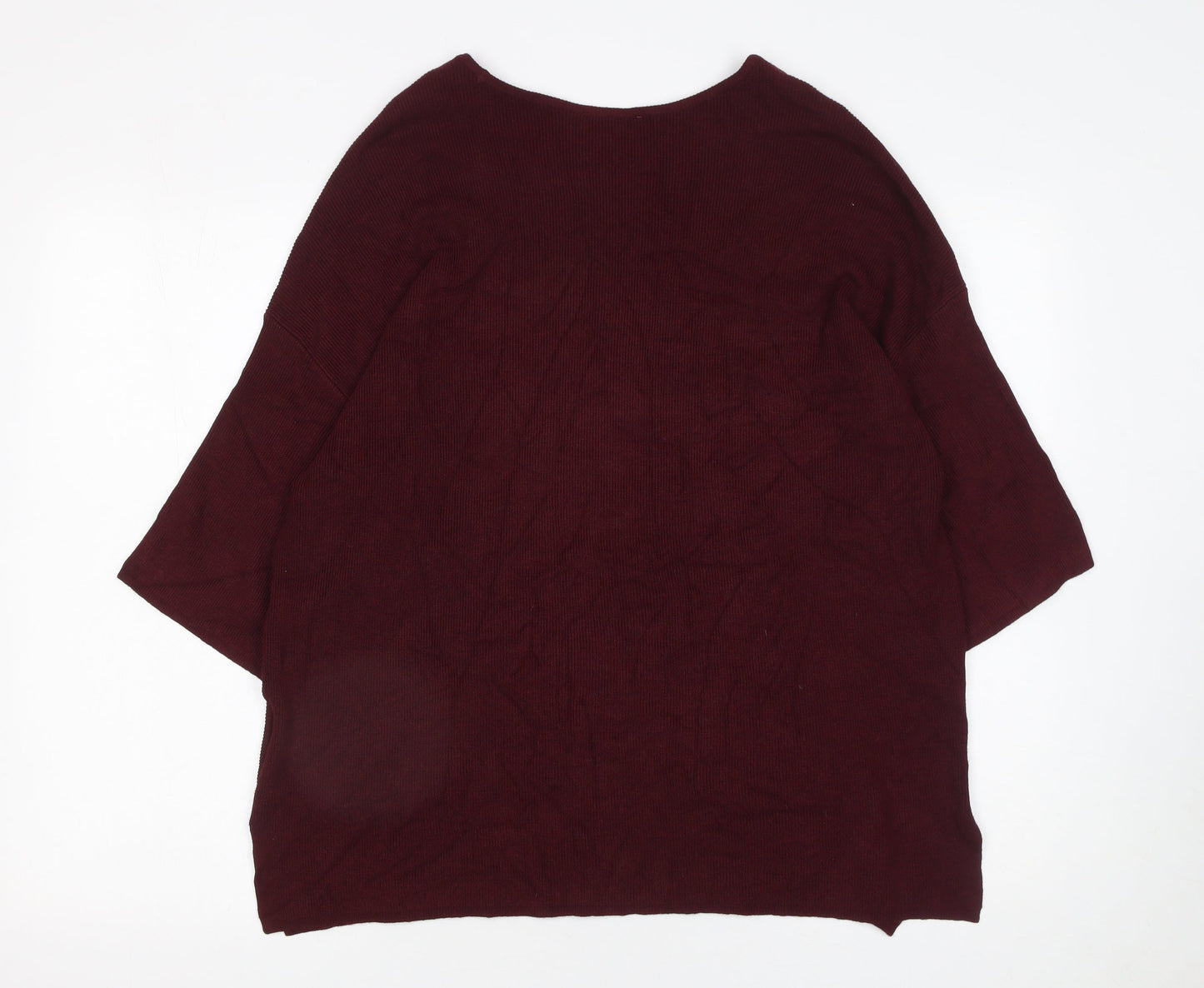 Warehouse Women’s Red Relaxed Knit 3/4 Sleeve Pullover Jumper UK 12