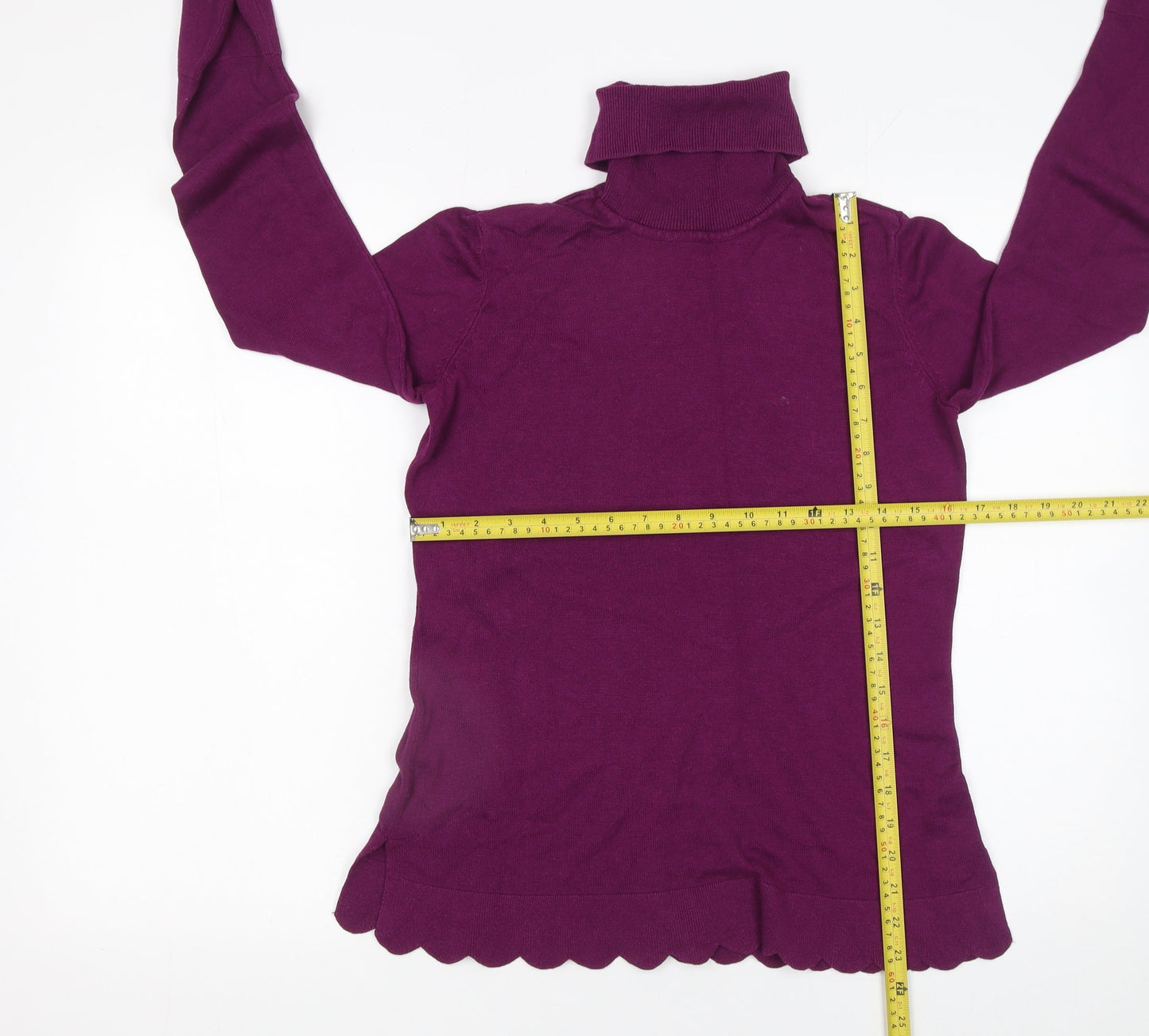 Isaac Mizrahi Live Women Purple XS Roll Neck Cotton Blend Jumper