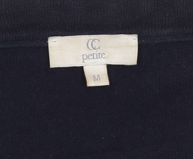 CC Petite Womens Black Embellished Knit Cardigan Size M