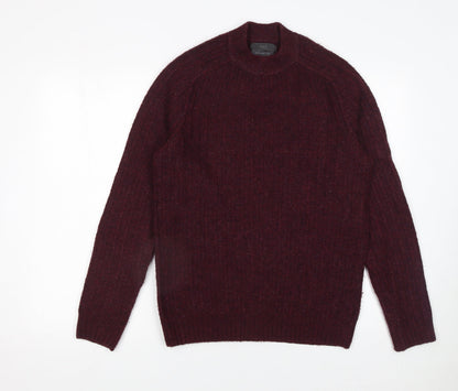 Marks & Spencer Men's Red Wool Blend Rib Knit Jumper Size S