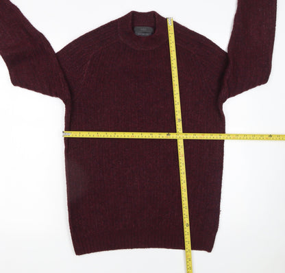 Marks & Spencer Men's Red Wool Blend Rib Knit Jumper Size S