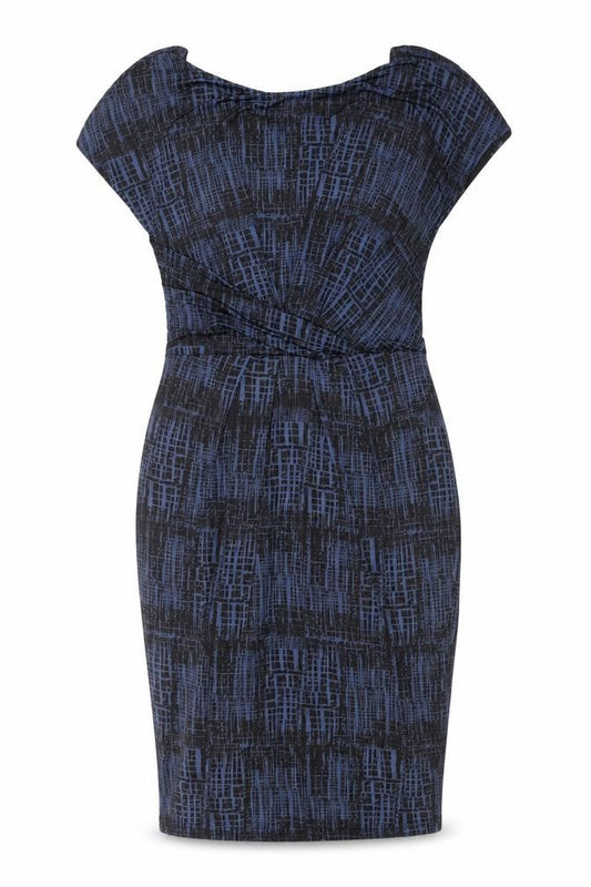 MaxMara Women’s Blue Geometric Bodycon Jersey Dress Size 14