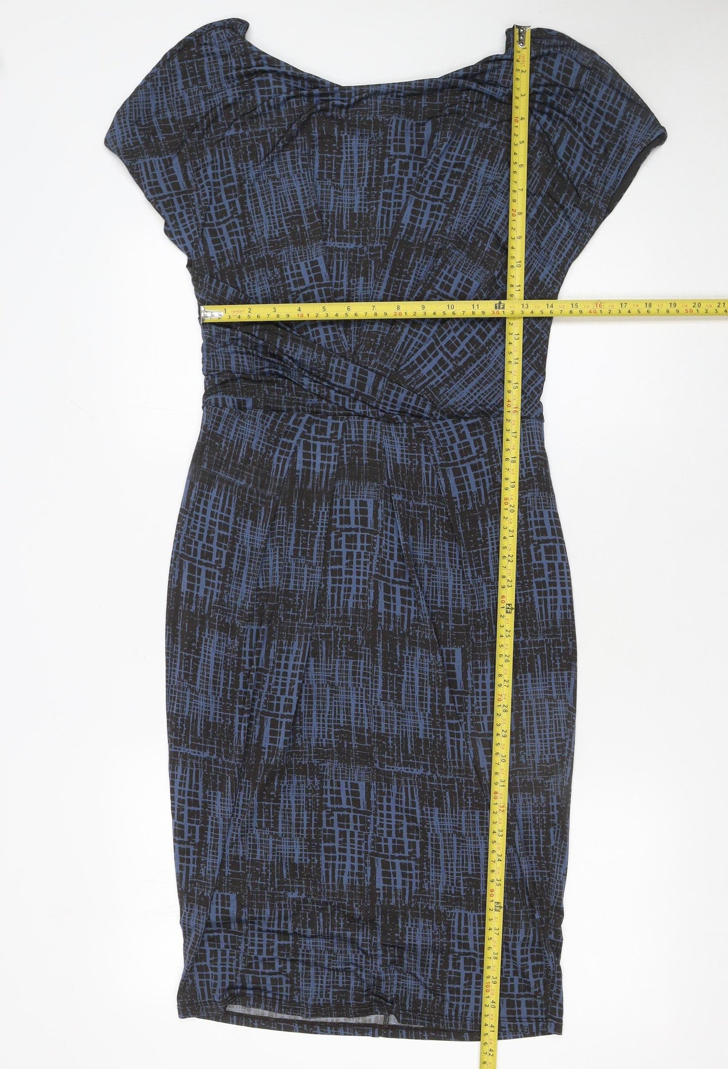 MaxMara Women’s Blue Geometric Bodycon Jersey Dress Size 14