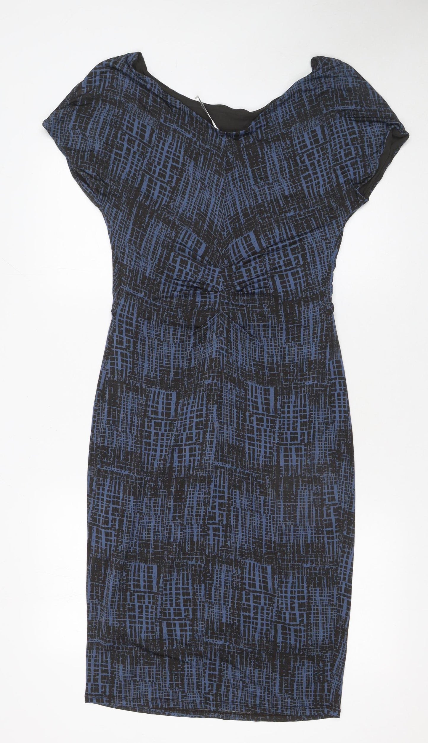 MaxMara Women’s Blue Geometric Bodycon Jersey Dress Size 14