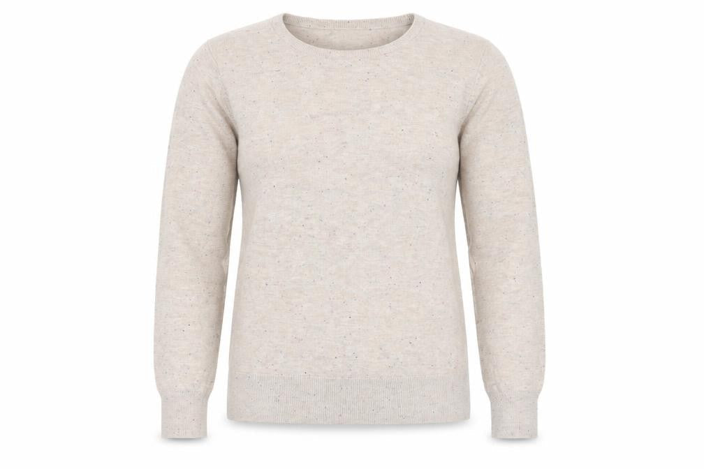 H&M Women Beige Lightweight Crew Neck Pullover Jumper Size S