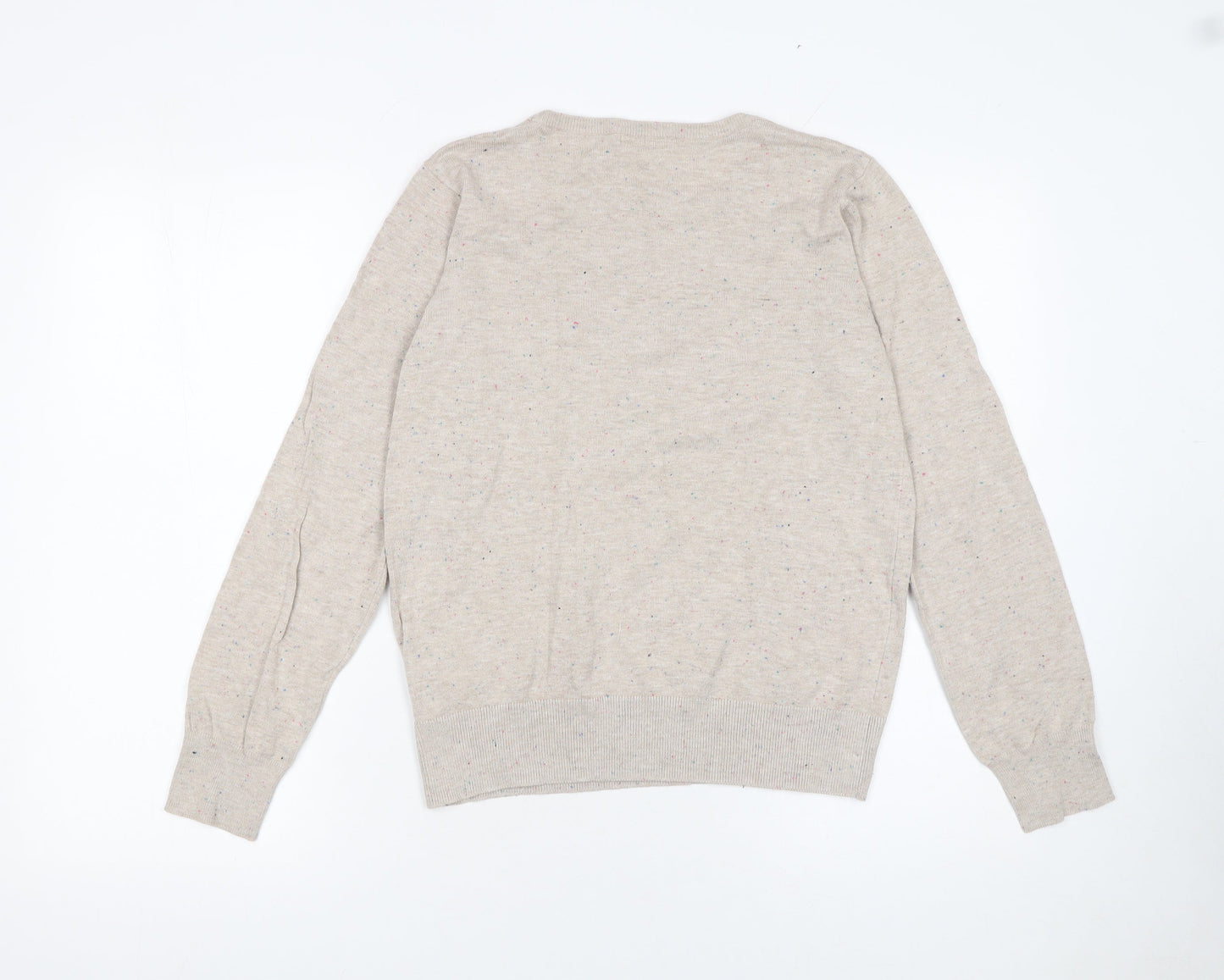 H&M Women Beige Lightweight Crew Neck Pullover Jumper Size S