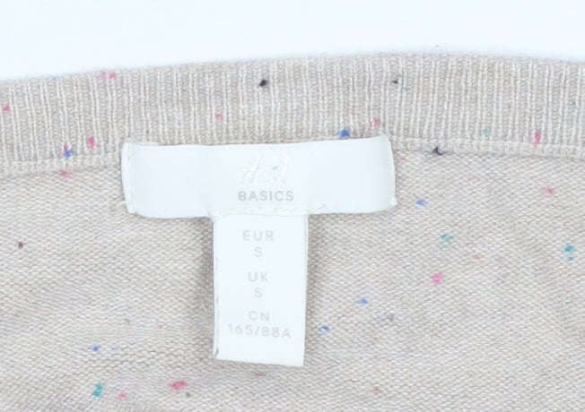H&M Women Beige Lightweight Crew Neck Pullover Jumper Size S