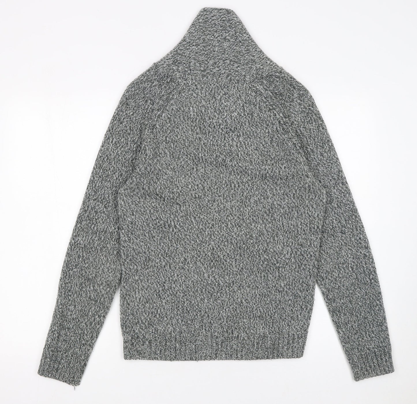 Burton Menswear London Men's Grey Chunky-Knit Shawl Neck Jumper S