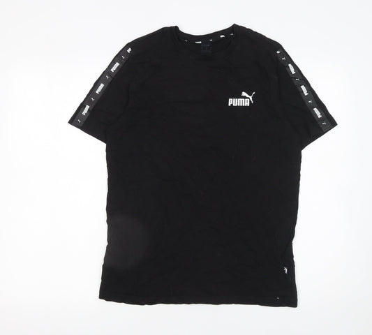 Puma Men's Black Short Sleeve Crew Neck Logo T-Shirt Size M