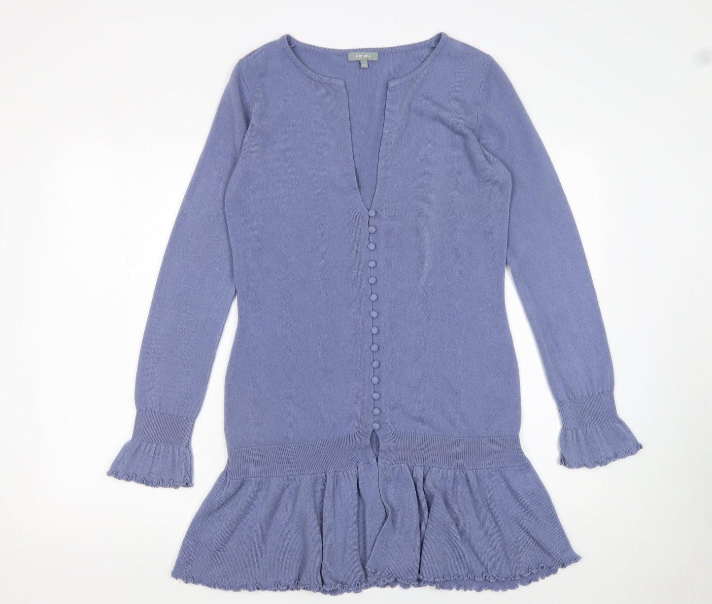 Marks and Spencer Per Una Women's Purple Ruffle Hem Long Sleeve Cardigan Size 12