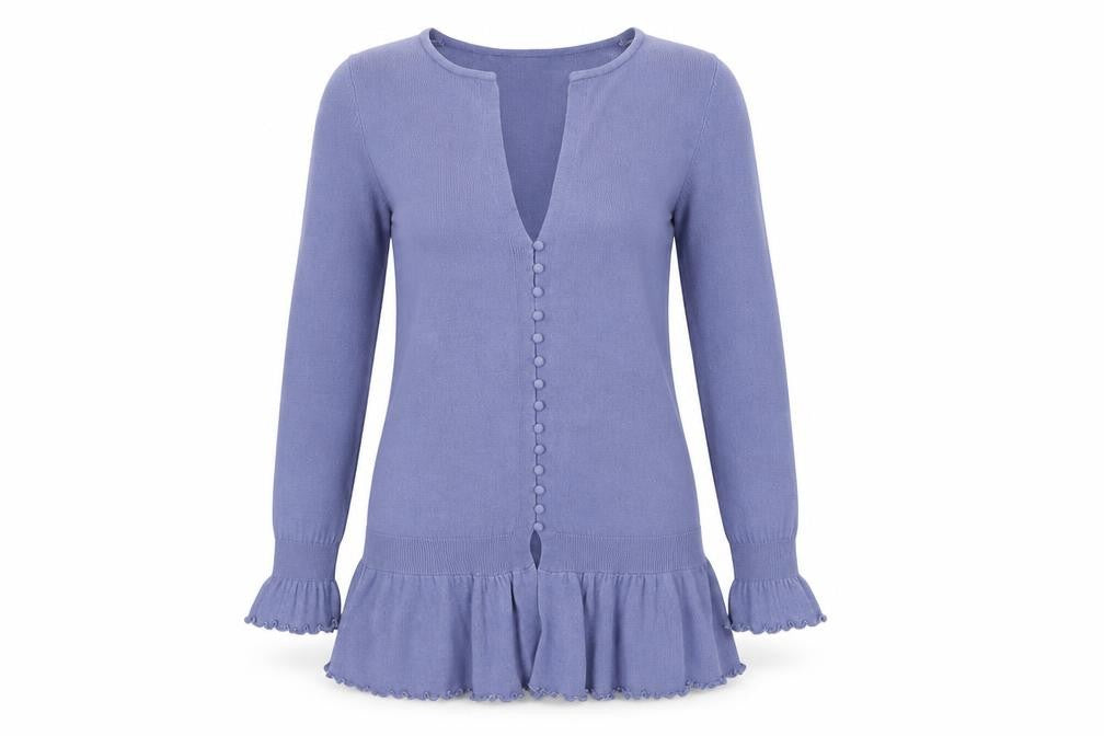 Marks & Spencer Per Una Women's Purple Ruffle Hem Long Sleeve Cardigan Size 12