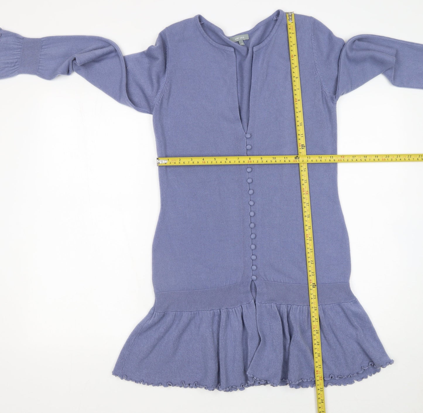 Marks and Spencer Per Una Women's Purple Ruffle Hem Long Sleeve Cardigan Size 12