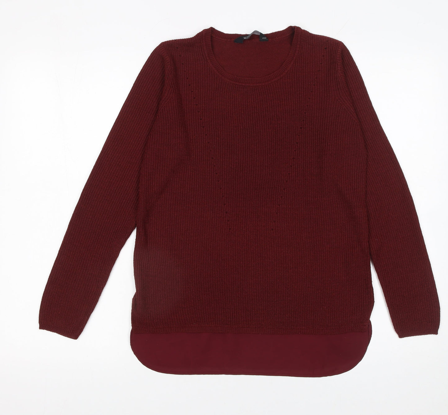Dorothy Perkins Women’s Red Crew Neck Long Sleeve Pullover Jumper Size 10