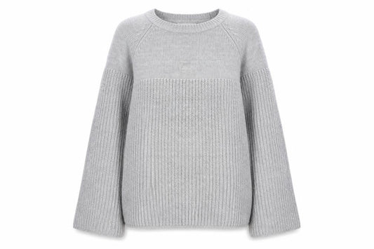 Front view of Red Herring Women’s Grey Long Sleeve Chunky Knit Jumper, size UK 14