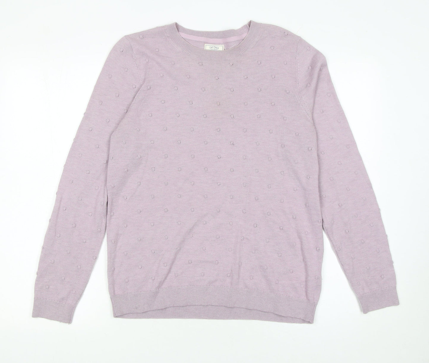 Fat Face Women Purple Crew Neck Long Sleeve Knit Jumper Size 12
