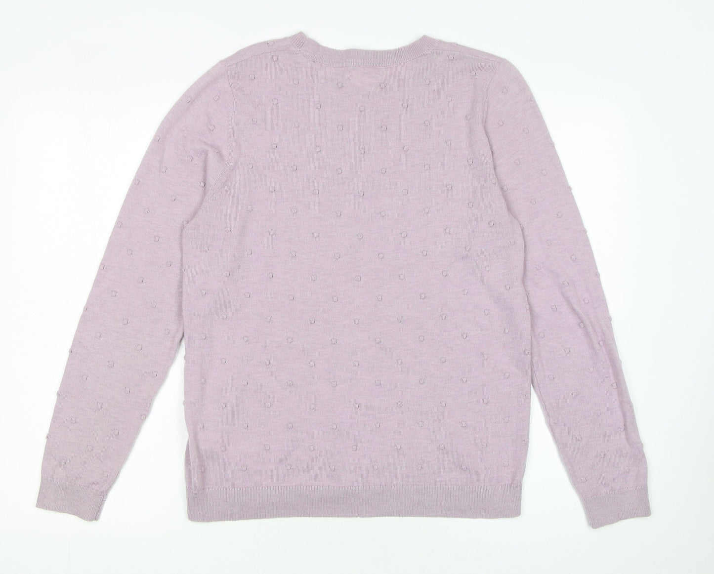 Fat Face Women Purple Crew Neck Long Sleeve Knit Jumper Size 12