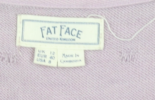 Fat Face Women Purple Crew Neck Long Sleeve Knit Jumper Size 12