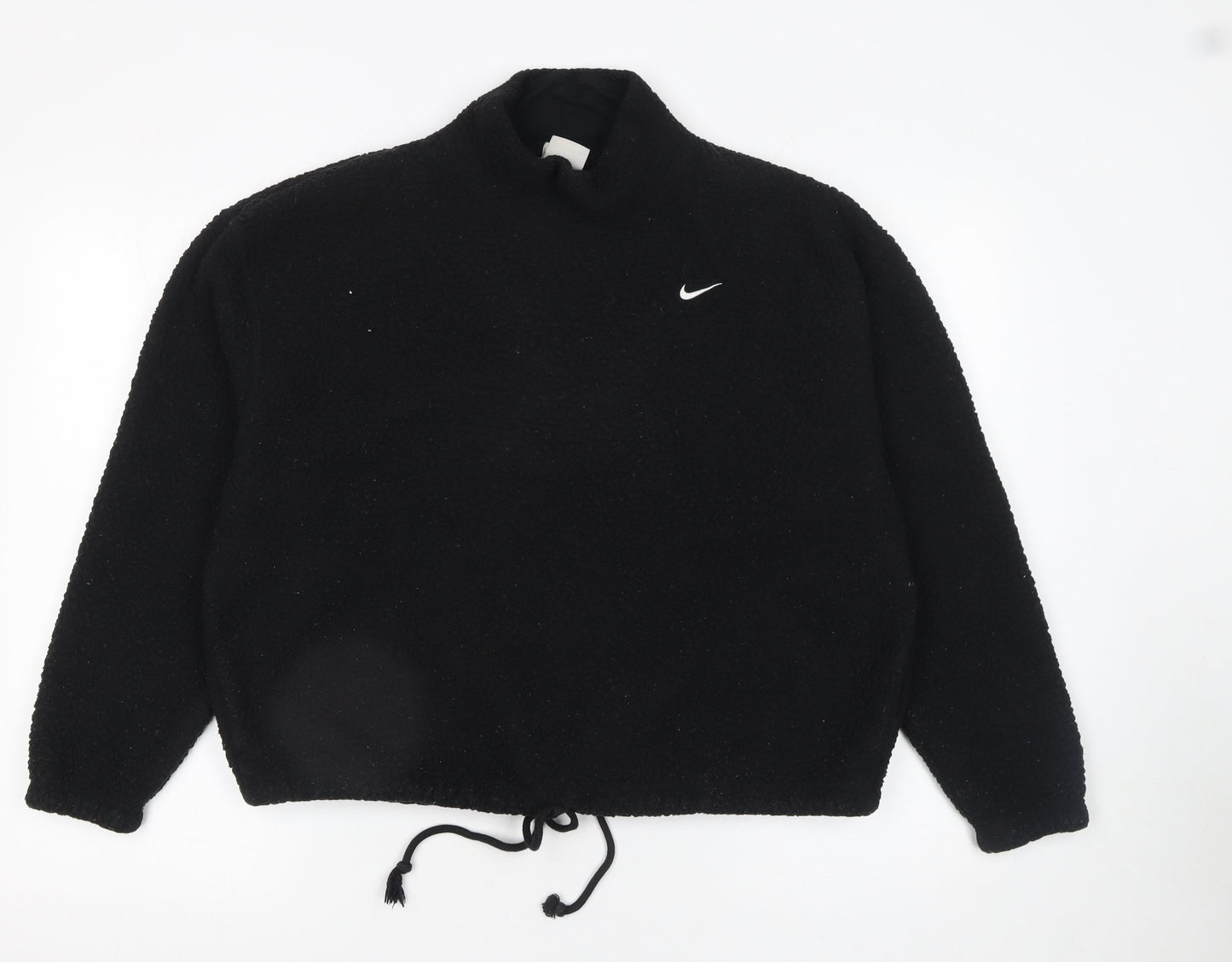 Nike Women's Black Therma-Fit Pullover Sweatshirt M Drawstring Fleece