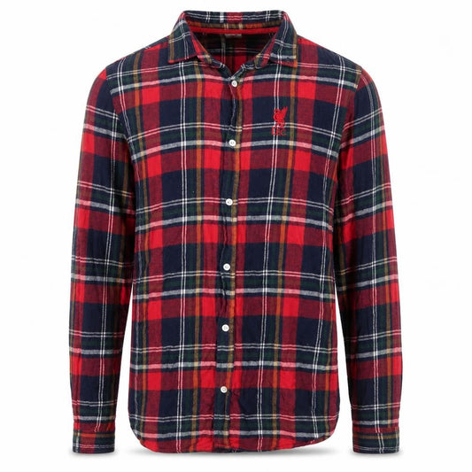 LFC Mens Red Blue Flannel Plaid Long Sleeve Button-Up Shirt Size L