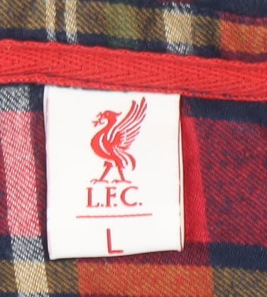 LFC Mens Red Blue Flannel Plaid Long Sleeve Button-Up Shirt Size L