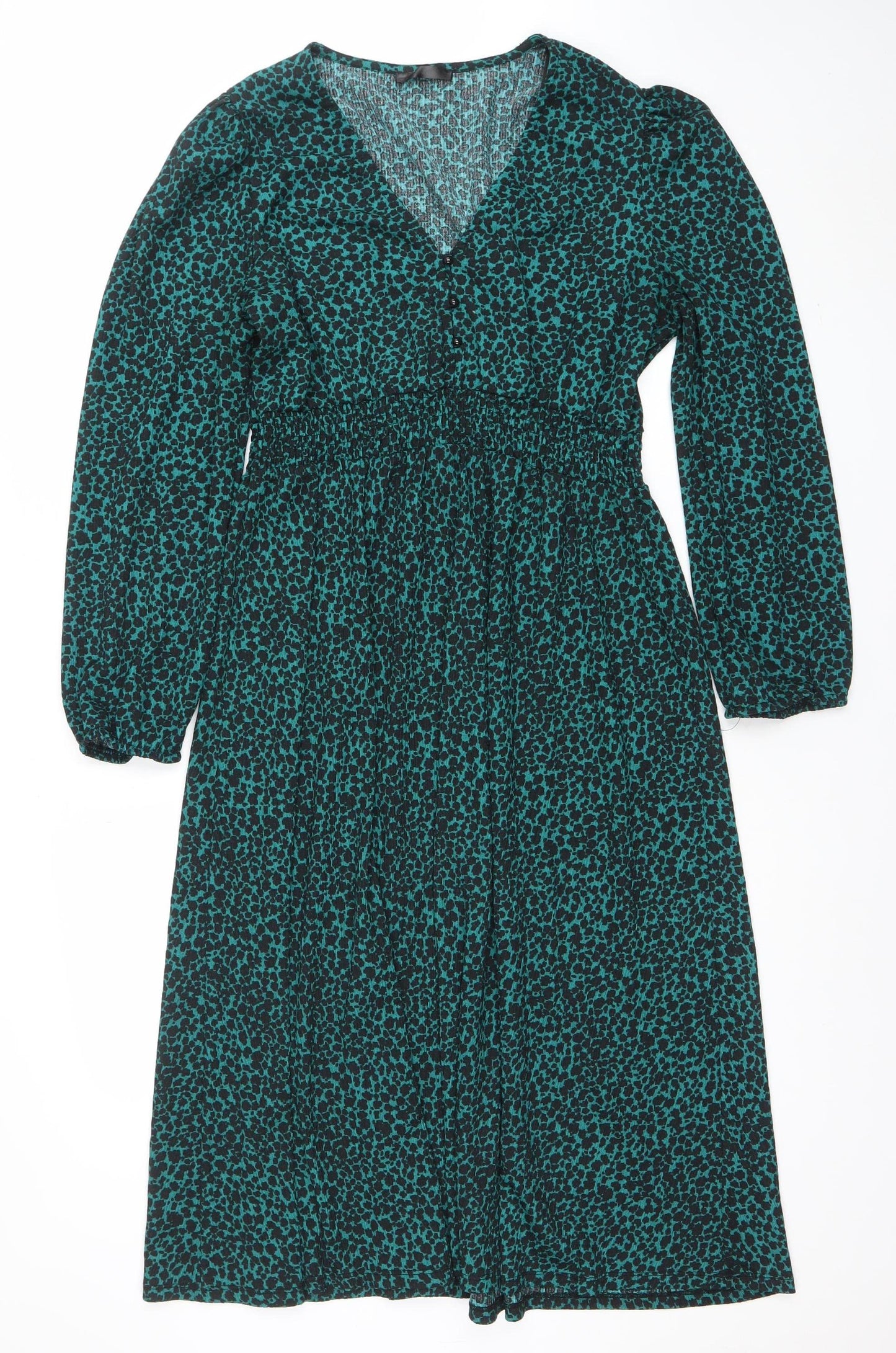 Dunnes Stores Women Green Animal Print Midi A-Line Dress Size L