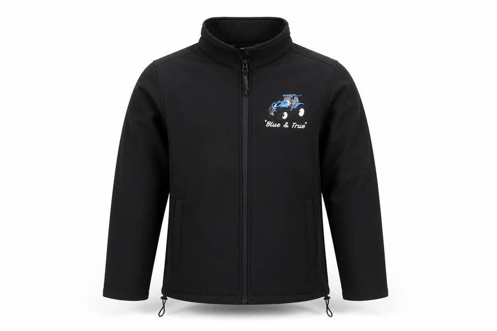 IMPACT Boys Black Soft Shell Jacket 13-14 Years Embroidered Tractor Zip Up