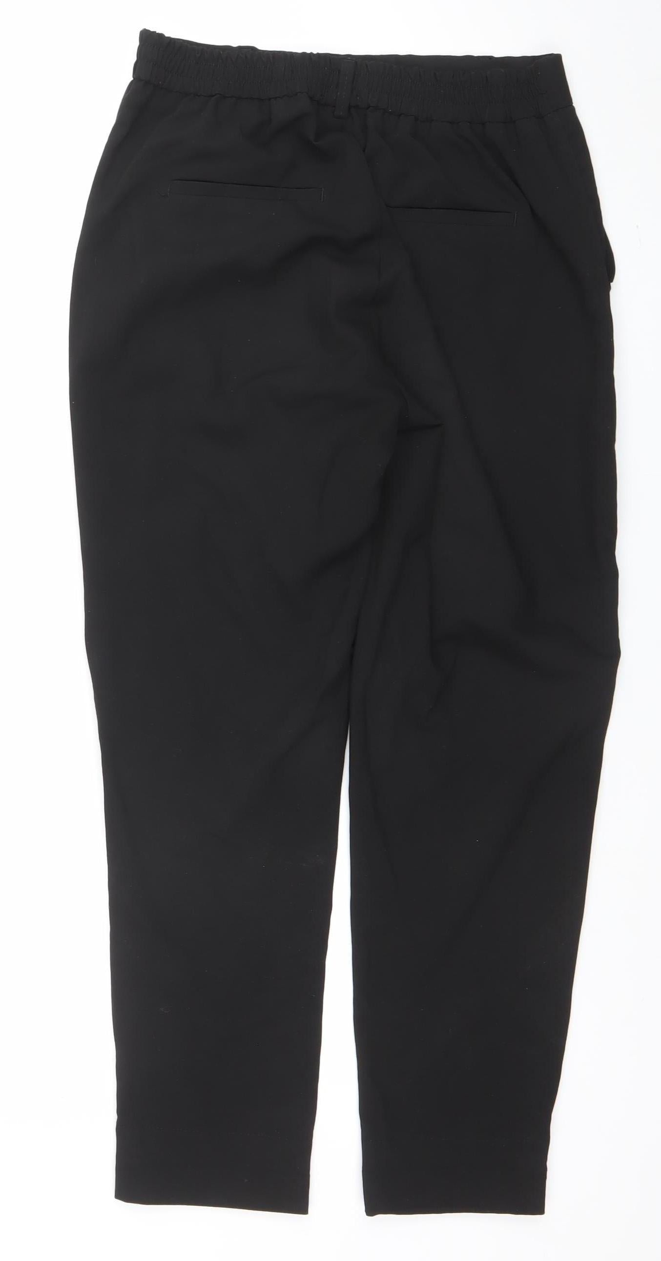 STUDIO Men Black Regular Fit Tapered Polyester Stretch Trousers Size 12