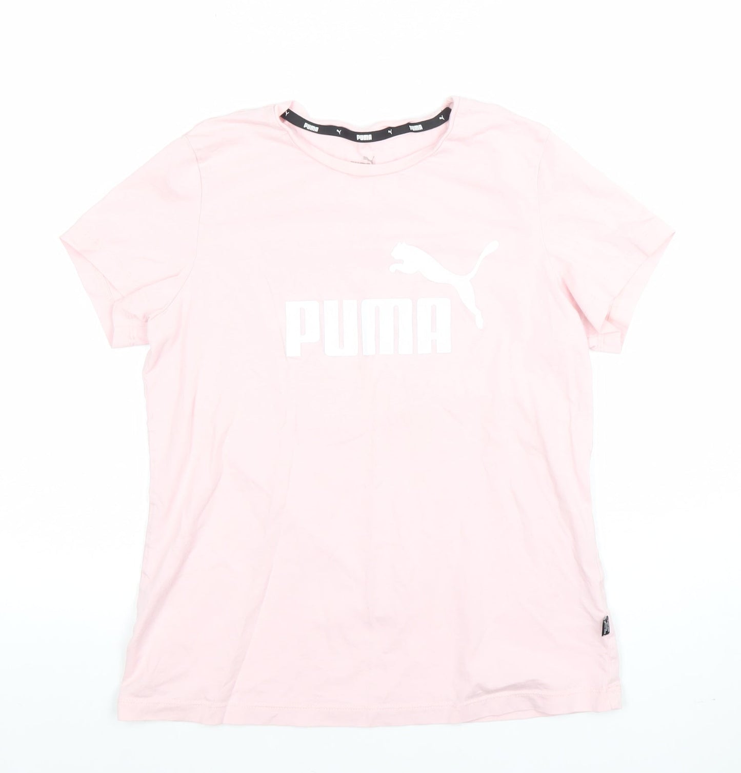 Puma Womens Pink Basic Logo T-Shirt Size M Short Sleeve Crew Neck