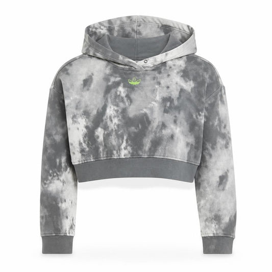Adidas Womens Grey Tie Dye Cropped Hoodie Size XS Cotton Blend
