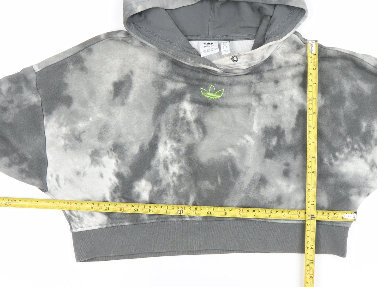 Adidas Womens Grey Tie Dye Cropped Hoodie Size XS Cotton Blend