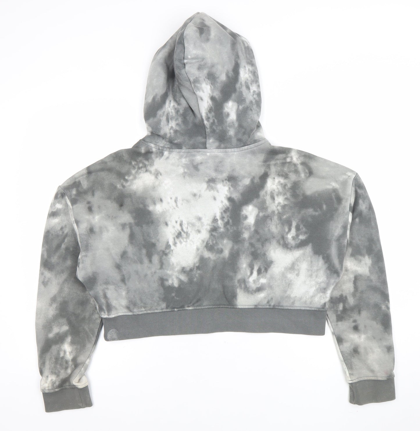 Adidas Womens Grey Tie Dye Cropped Hoodie Size XS Cotton Blend