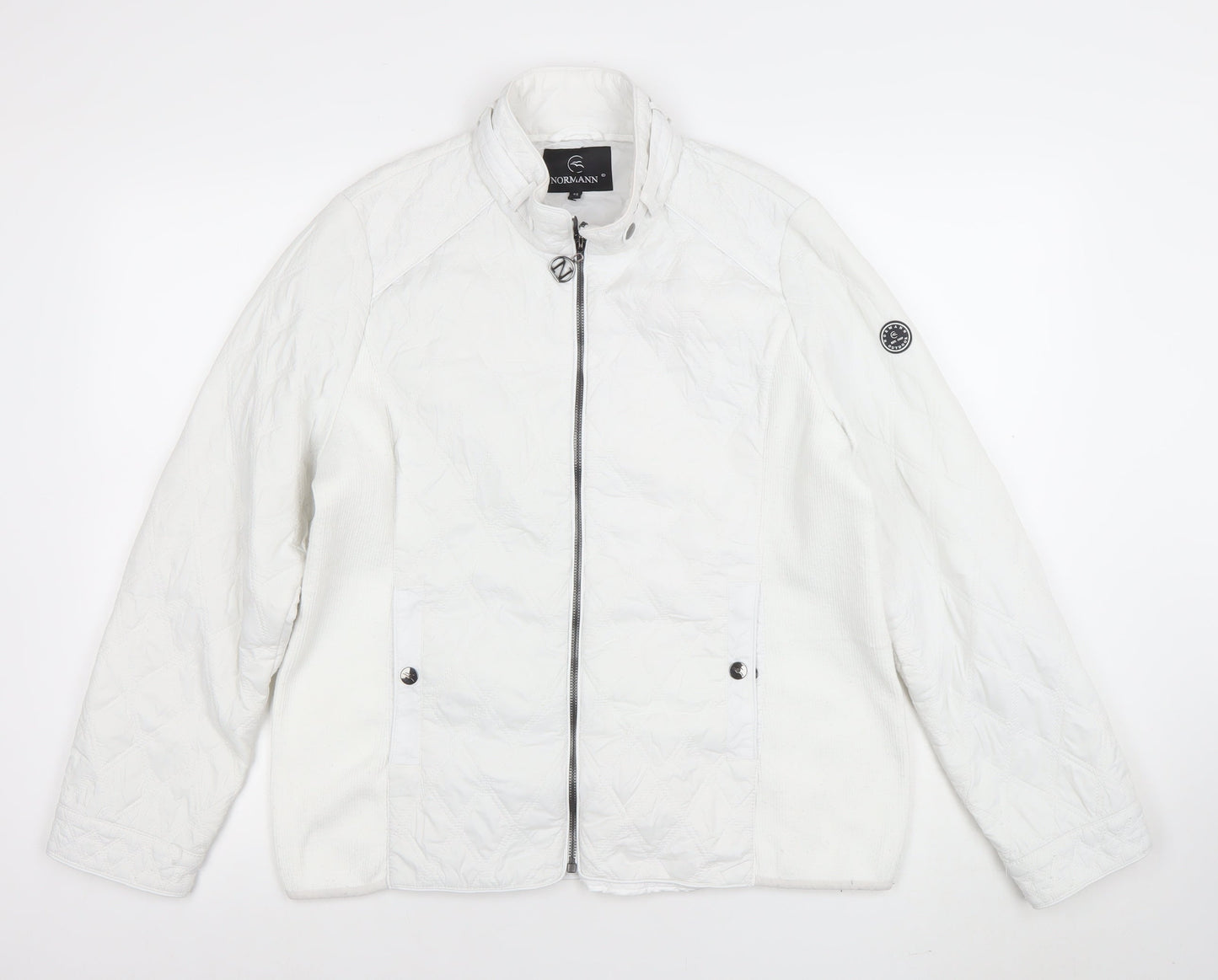 Normann Women White Quilted Mid-Length Jacket Size 12