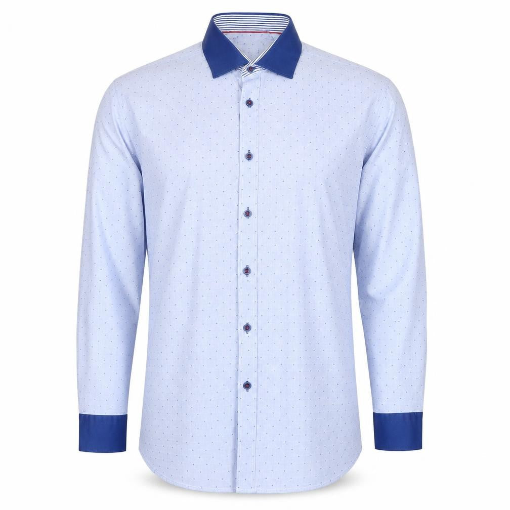 ADVISE Men’s Blue Polka Dot Tailored Long Sleeve Button-Up Shirt XL