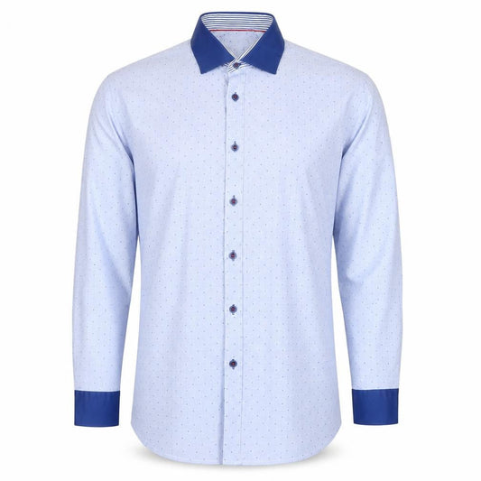 ADVISE Men’s Blue Polka Dot Tailored Long Sleeve Button-Up Shirt XL