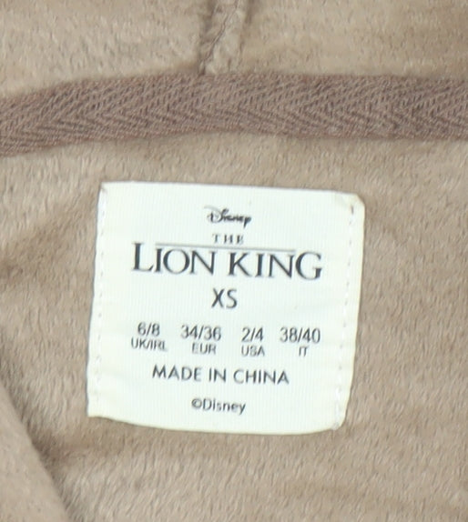 Disney The Lion King Women's Beige Velour Pullover Hoodie XS Simba Print