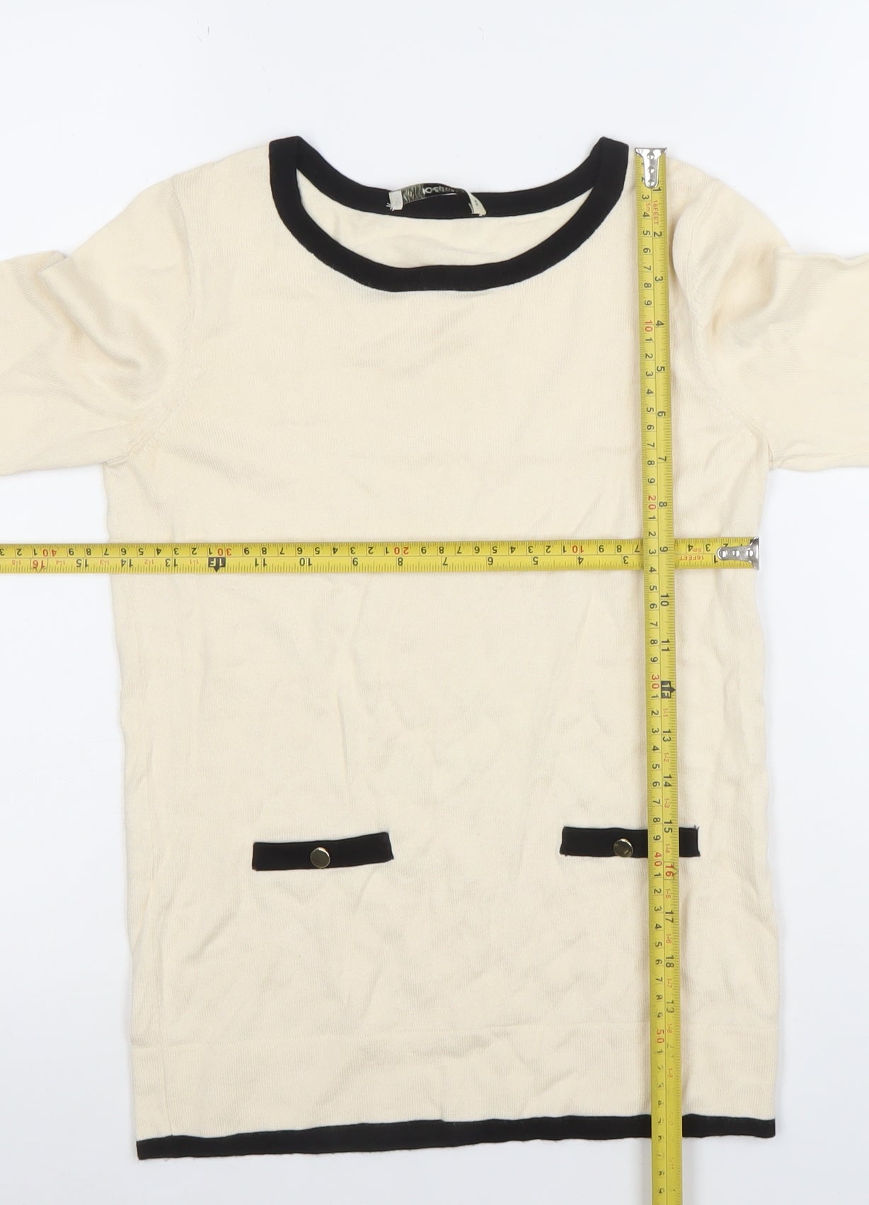 Oasis Women’s Ivory Tunic Top XS 3/4 Sleeve Cotton Viscose Knit