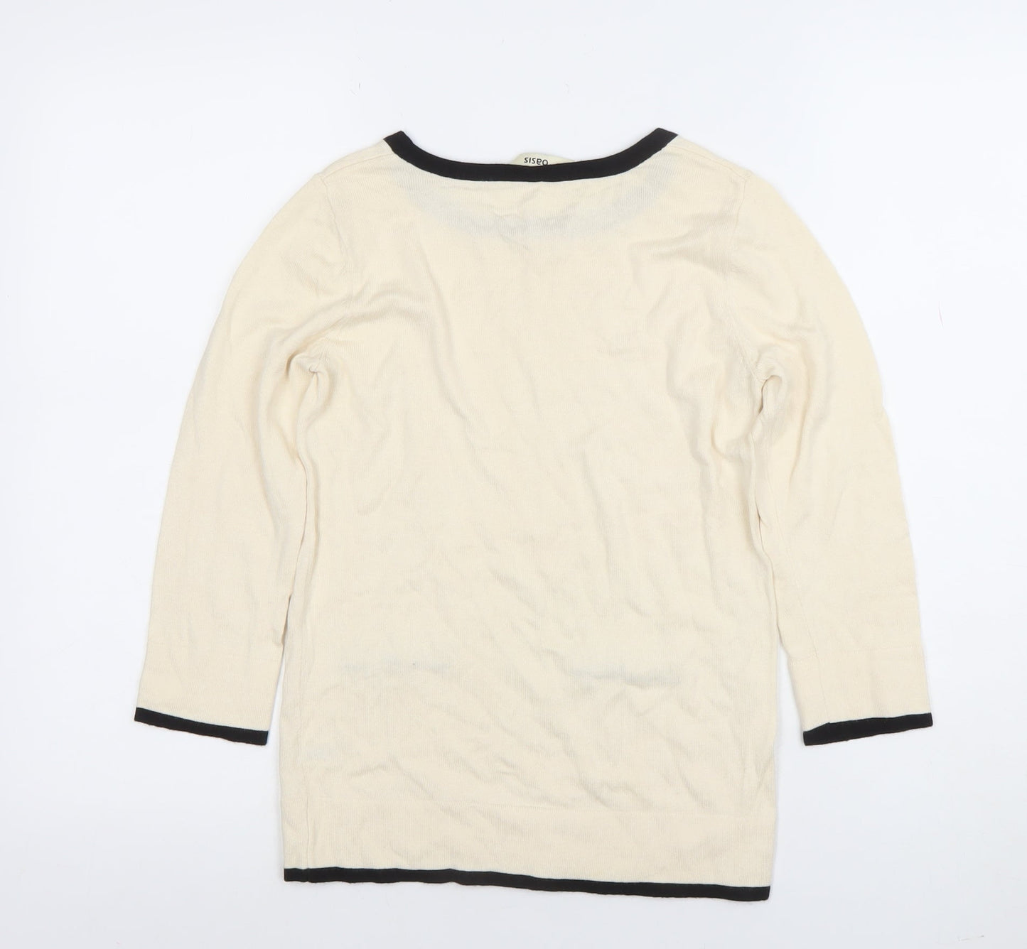 Oasis Women’s Ivory Tunic Top XS 3/4 Sleeve Cotton Viscose Knit