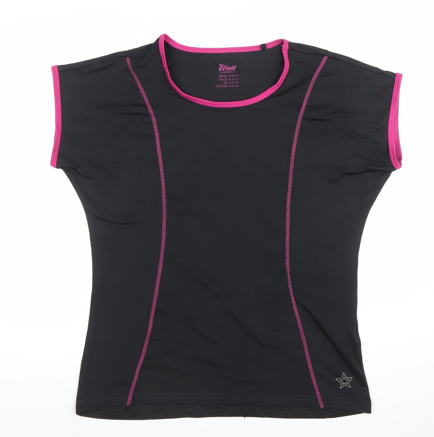 Crivit Sports Black Pink Trim Short Sleeve T-Shirt M