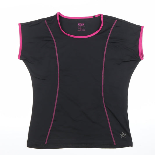 Crivit Sports Black Pink Trim Short Sleeve T-Shirt M