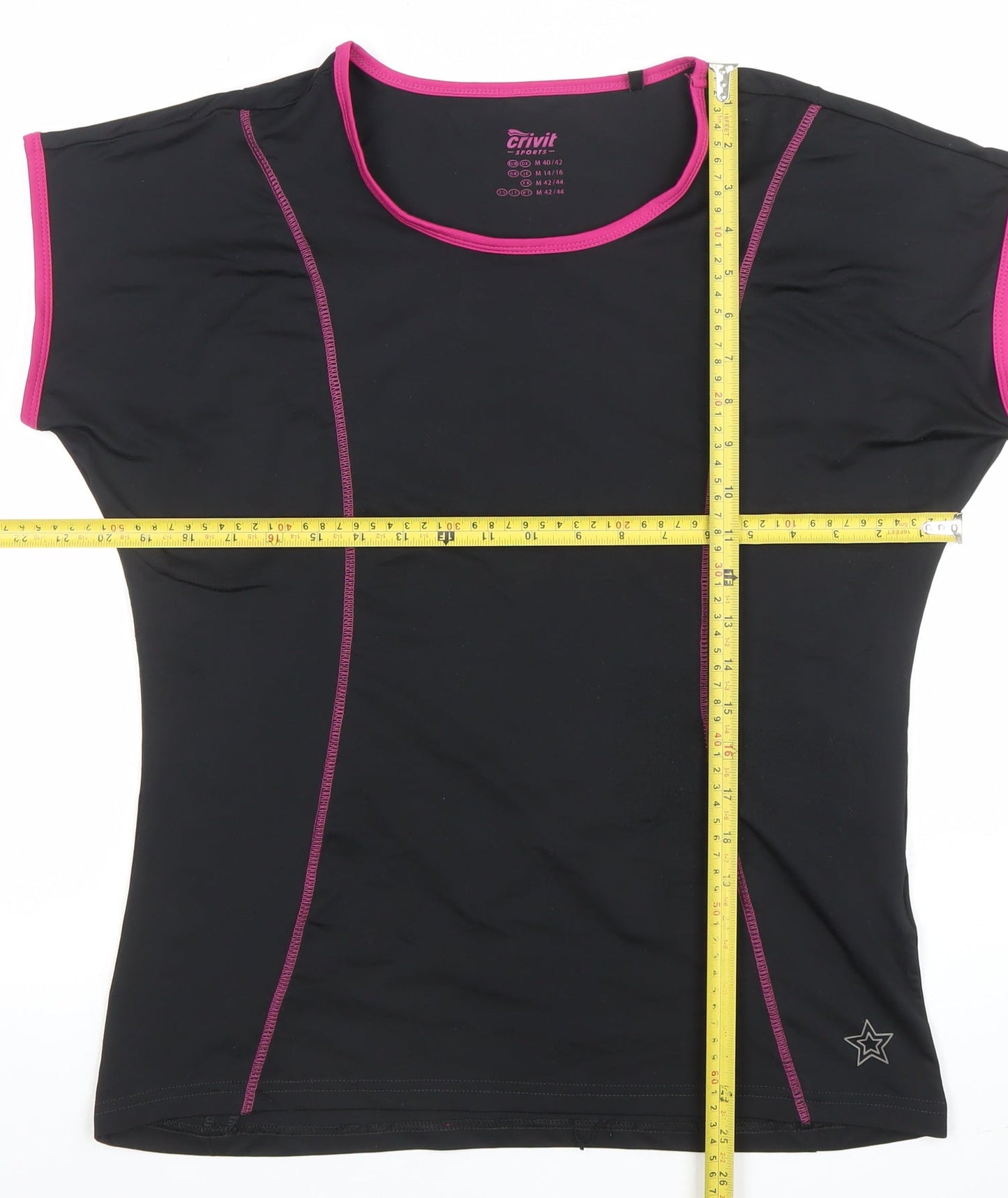 Crivit Sports Black Pink Trim Short Sleeve T-Shirt M