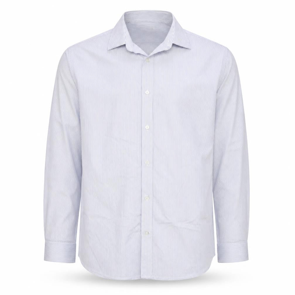 GAP Men's Blue Striped Non-Iron Stretch Cotton Long Sleeve Shirt L