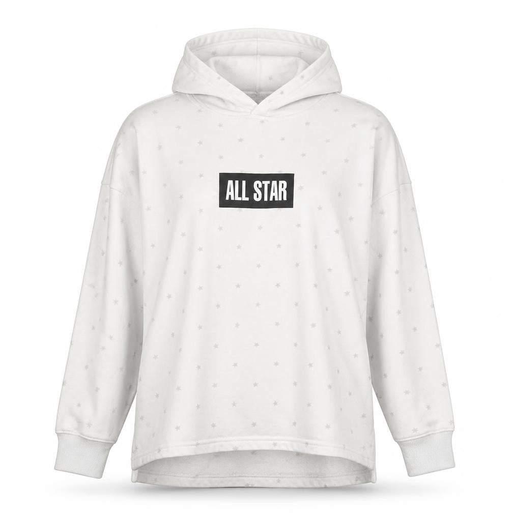 Converse Women White Star Print Pullover Hoodie Size L