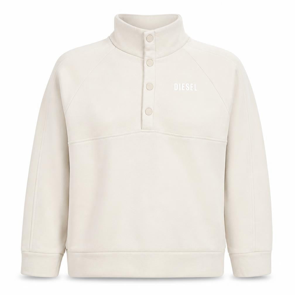 Diesel Women Beige XS Henley Sweatshirt Cotton Blend Pull Over