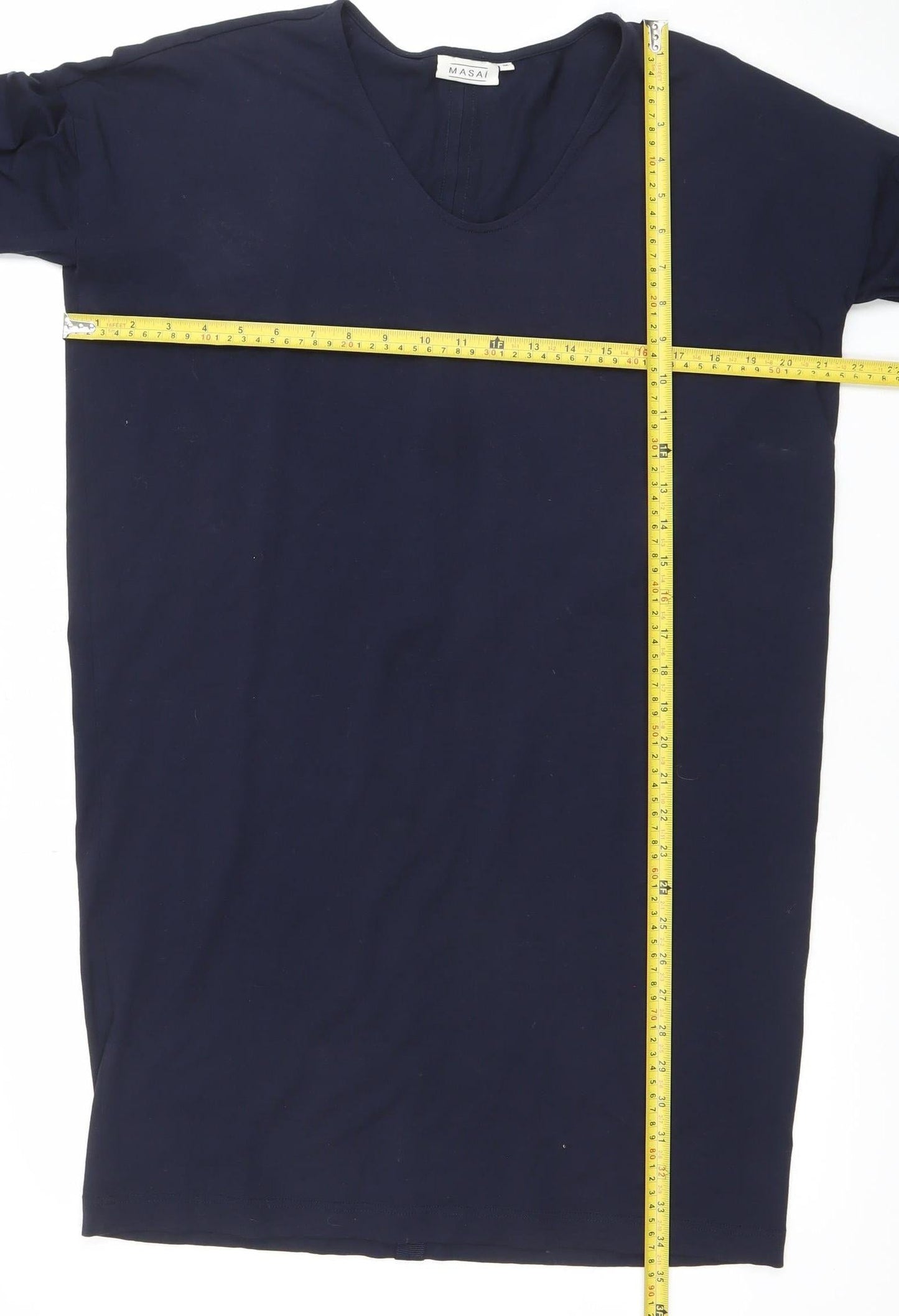 Masai Women Navy Blue M Shift Dress 3/4 Sleeve Viscose Blend